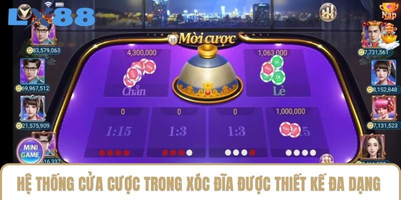 Hệ thống cửa cược trong xóc đĩa được thiết kế đa dạng Hệ thống cửa cược trong xóc đĩa được thiết kế đa dạng