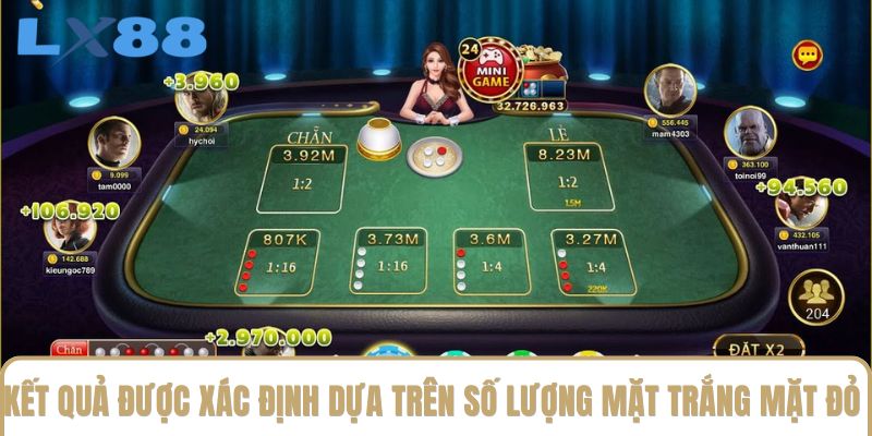 Kết quả được xác định dựa trên số lượng mặt trắng và mặt đỏ Kết quả được xác định dựa trên số lượng mặt trắng và mặt đỏ